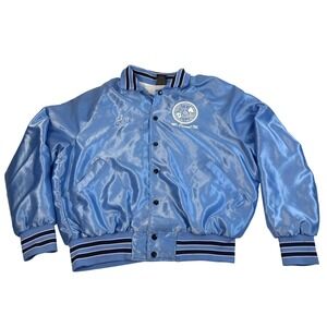 Chicago Satin Union Jacket Men's Large Blue  80's  USA Aerospace Local Work